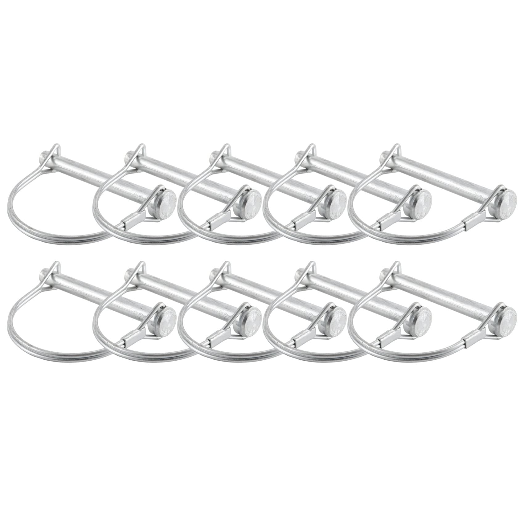 Plomevry 10Pcs Wire Lock Pin, 5/16 Inch Shaft Locking Pin Hitch Pin with Round Arch Wire Retainer for Farm Trailers Lawn Garden