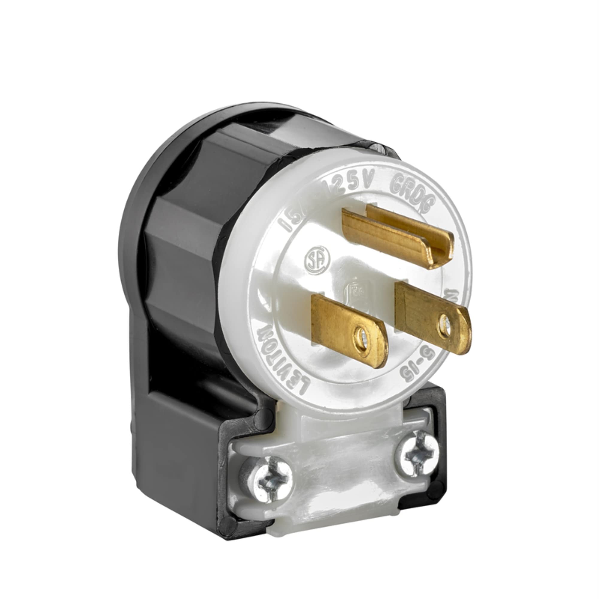 Photo 1 of Leviton 30 Amp, 125 Volt, NEMA L5-30P, 2P, 3W, Locking Plug, Industrial Grade, Grounding, 2611, Black-White