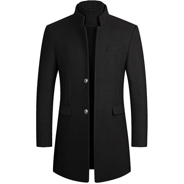 ELESOL Mens Wool Blend Coat Winter Trench Coats Notched Lapel
