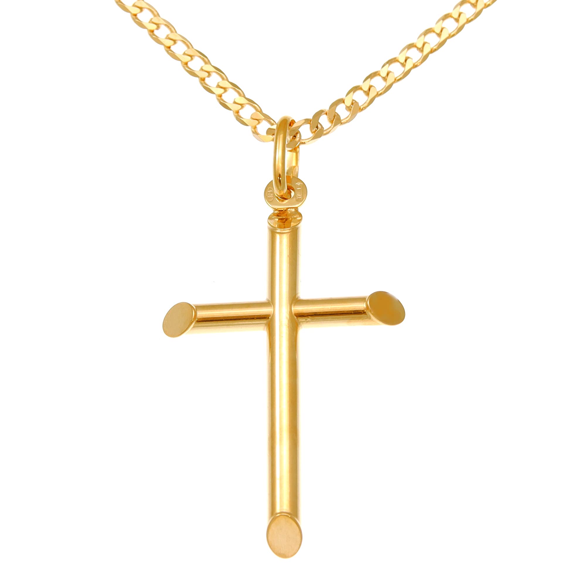 Alexander Castle Solid 9ct Gold Cross Necklace for Women & Men - Cross Necklace Pendant with 20" 9ct Gold Chain & Jewellery Gift Box - 35mm x 22mm