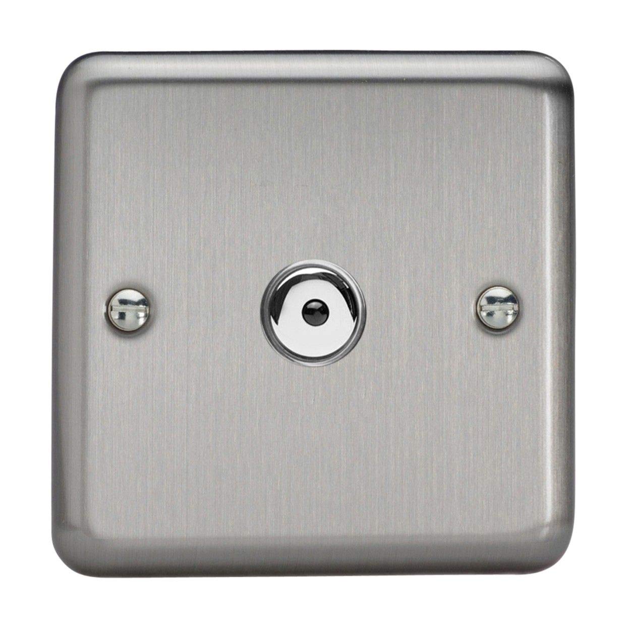 Varilight V-Pro IR, 1 Gang, 100 Watt IJ Remote Control/Touch Master LED Dimmer, Classic Brushed Steel, Matt Chrome