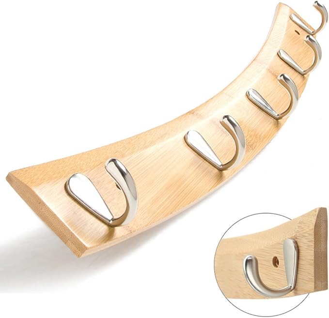 COAT RACK Crescent Curved Wallmounted Coat Hook, With 5