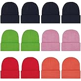 ZH 12-Pack Knitted Winter Beanie Hats for Men and Women, Warm and Cozy Cuffed Skull Caps, Bulk Purchase