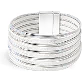 VIBILIA Boho Leather Wrap Bracelets for Women Men Multi-Layer Bracelets with Strong Clasp Western Jewelry