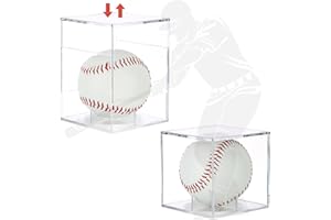 LRANFOW 2 Pack UV Protected Baseball Display Case with Stackable Design - Clear Acrylic Box for Official Size Autograph Balls, Memorabilia Protector