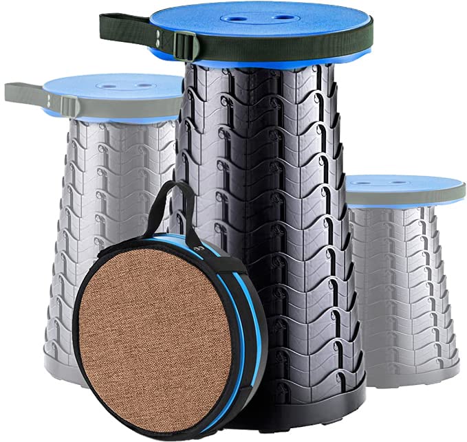 Yexati Foldable Stool, Collapsible Stool with Soft Cushion, Portable Camping Stool for adults, Heavy Duty 400LB Telescopic Stool, Compact Folding Seat for Camping, Fishing, Hiking Outdoor