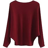 GOLDSTITCH Boat Neck Batwing Sleeves Dolman Knitted Sweaters and Pullovers Tops for Women