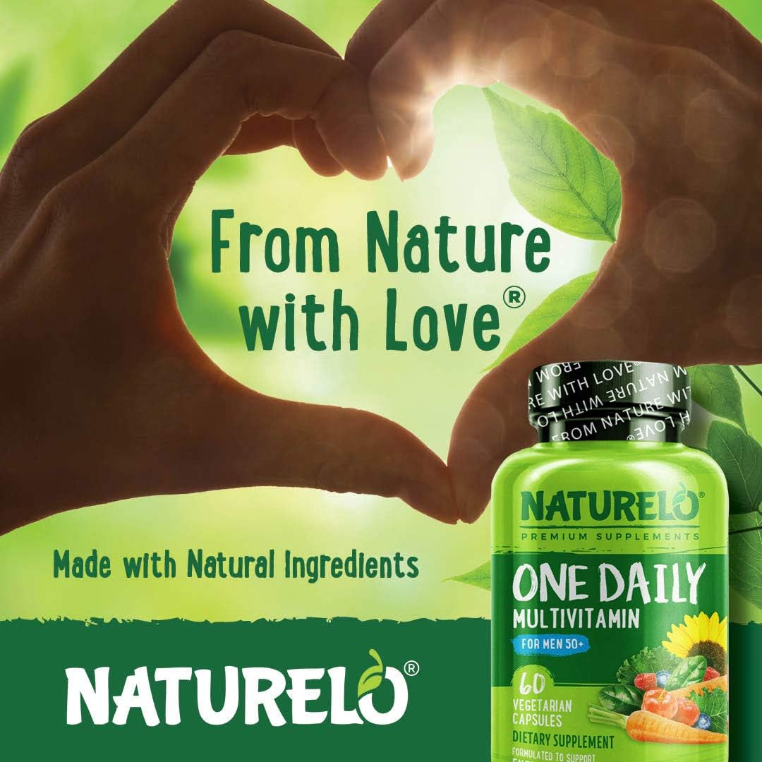 NATURELO One Daily Multivitamin for Men 50+ - with Whole Food Vitamins - Organic Extracts - Natural Supplement - Best for Energy, General Health - Non-GMO - 60 Capsules | 2 Month Supply: Health & Personal Care