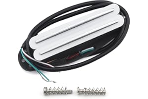 FLEOR Alnico 5 Hot Dual Rail Humbucker Single-Coil-Sized Pickup 9-10K Humbucker Pickup, White