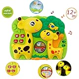 Giraffe Dream Soother Crib Toy - INvench 2 in 1 Nightlight Sleep Soother Slumber Buddies with Dual Projection and Melodies Christmas Gift (Yellow)