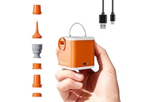 VOLLYC Portable Air Pump for Inflatables, 2400mAh Ultra Powerful Mini Air Mattress Pump with Light, 4.5kPa Electric Camping Air Pump Camping Gear for Pool Float, Air Mattress,Vacuum Storage Bags