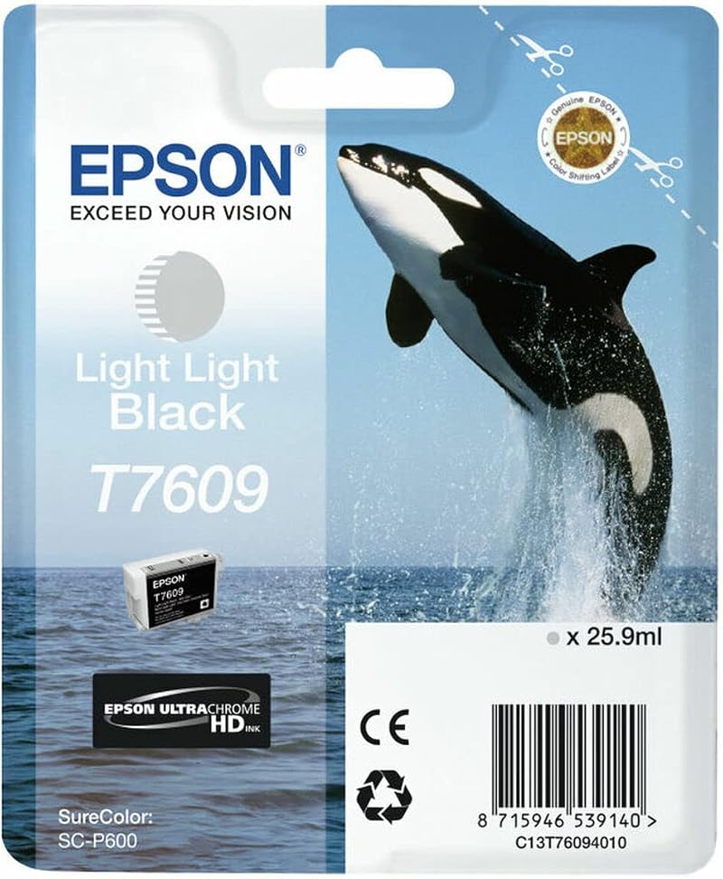 Epson Killer Whale T7609 Light Black Ink Cartridge Genuine for SureColor