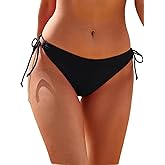 WDIRARA Women's Causal High Rise Bikini Bottoms Tie Side Cut Out Swim Brief Swimwear
