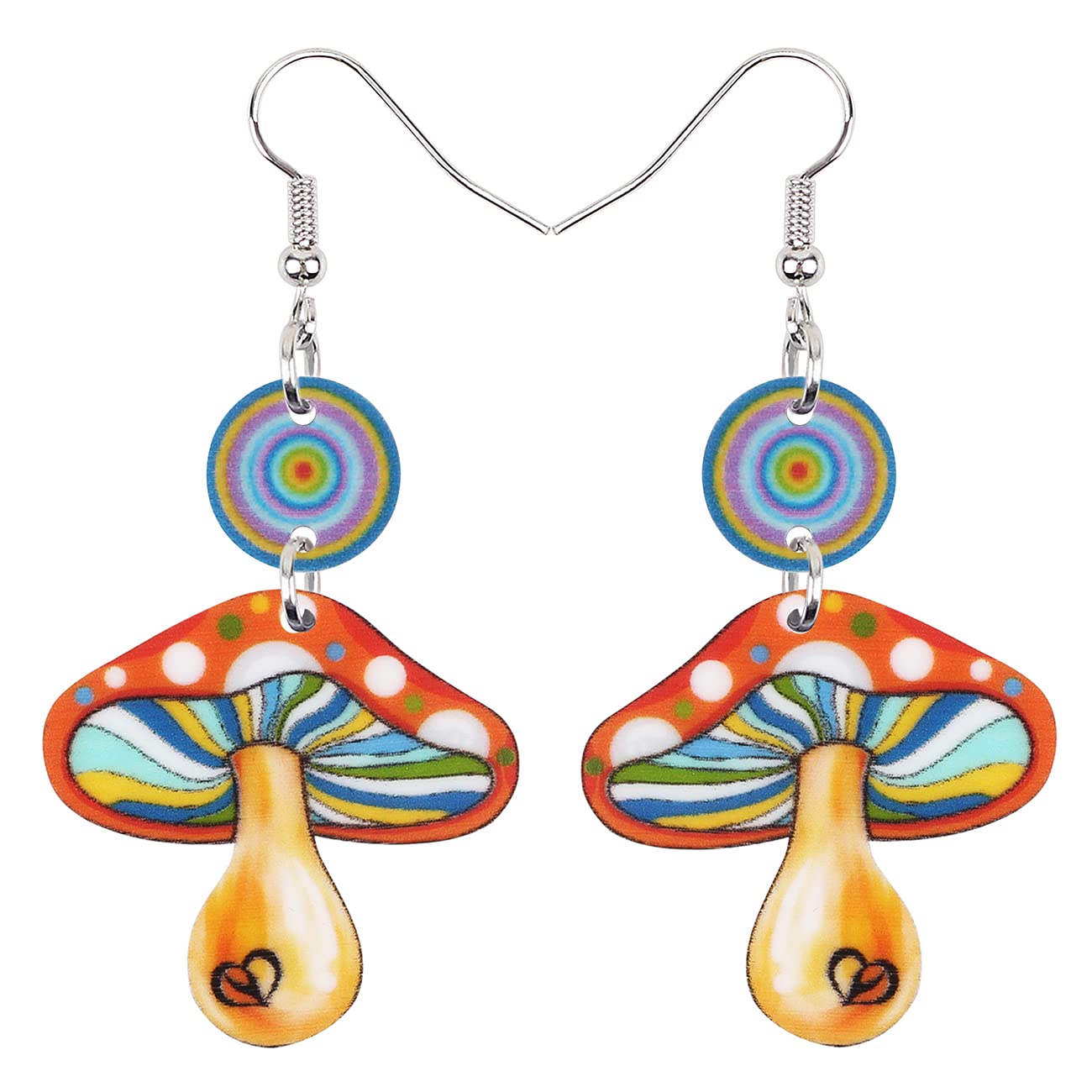 DUOWEI Acrylic Mushroom Earrings Dangle Aesthetic Gifts for Women (Brown)