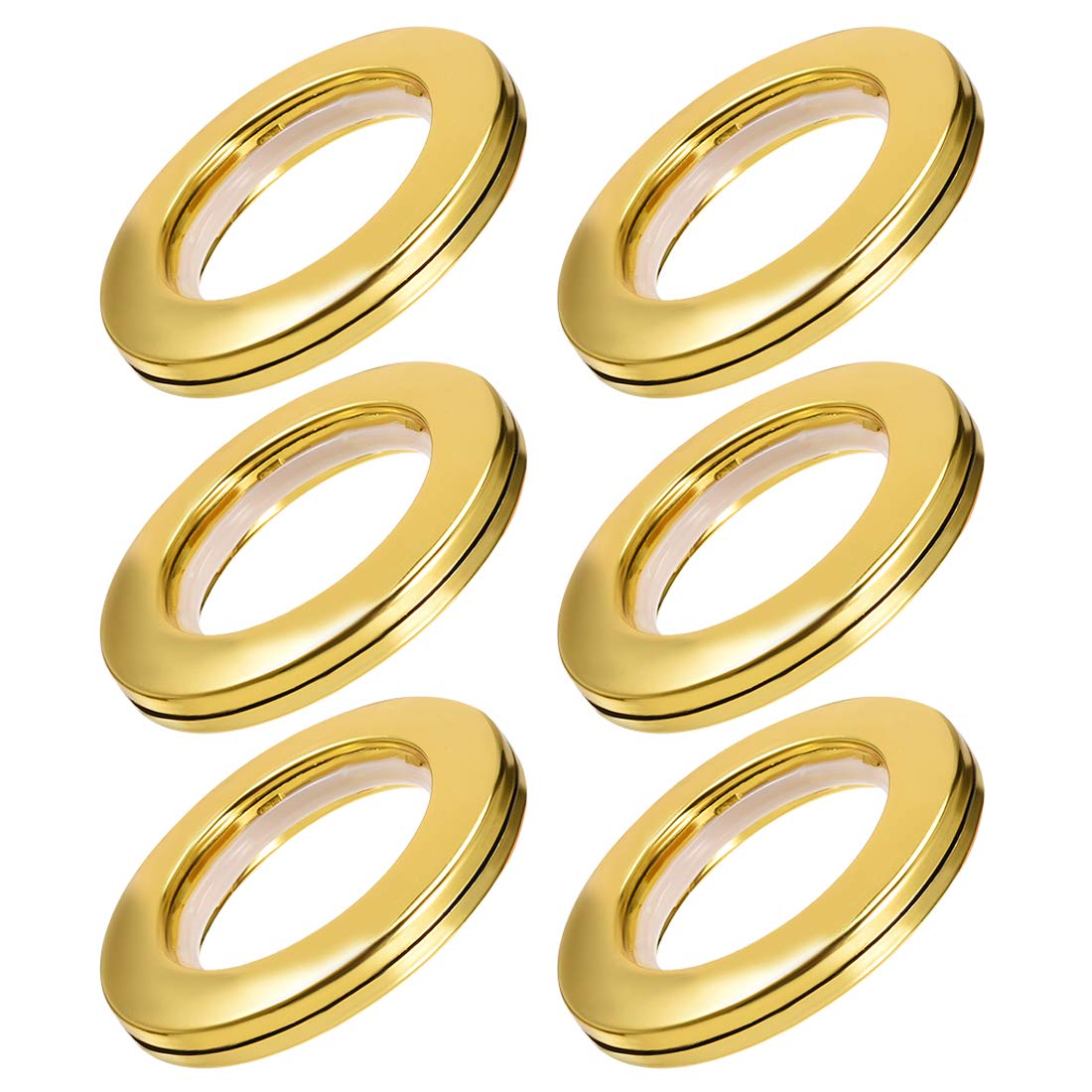 Sourcingmap Curtain Grommets Plastic 1.5 Inch Inner Dia Drapery Eyelet Rings for Window Curtain Rods Gold Tone 6 Pcs