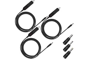 MKBKLLJY 3Pcs 12V Car Adapter Compatible Car Charger with 10A fuse,5.9FT 24AWG Extension Cable,connectors for Snailax Back Massage Cushion,Sylvania,RCA DVD Player,Cigarette Lighter Car Charger Adapter