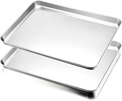 HaWare Stainless Steel Baking Tray Set of 2 Large 40 x 30 cm Non Toxic
