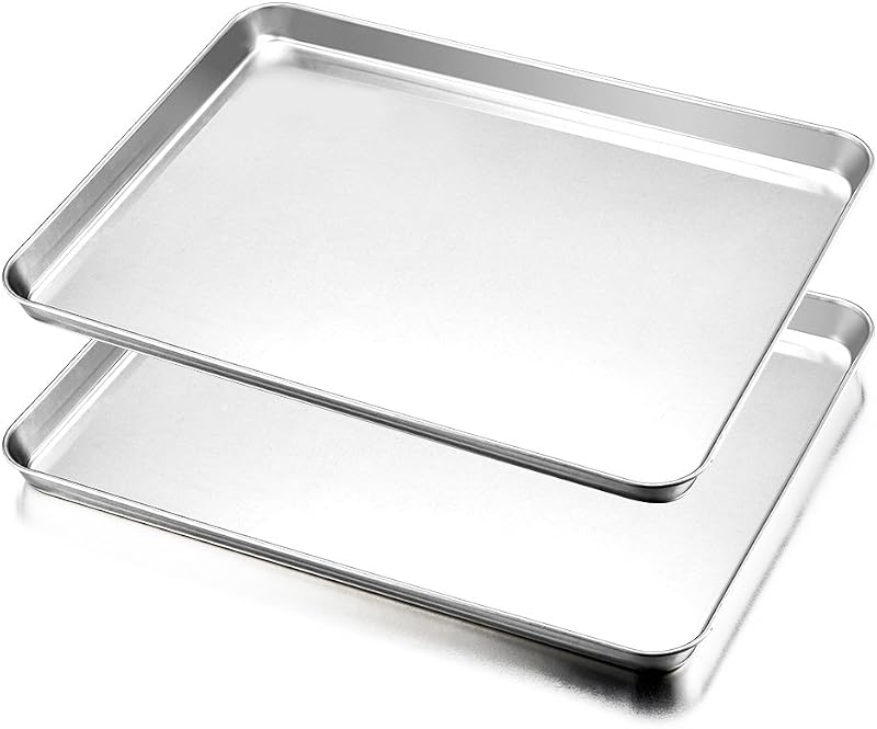 HaWare Stainless Steel Baking Tray Set of 2 Large 40 x 30 cm Non Toxic