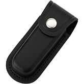 Qtcial Pocket Knife Sheath, 4" Folding Pocket EDC Knife Case for Outdoor | Portable brown knife holster with secure snap and belt loop for outdoor work, camping, hiking, cycling, and daily EDC