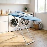 yifaeux 42 inch Ironing Board, Full-Size Folding Ironing Board, 4-Leg Fold-Up Household Ironing Boards, Extended Iron Boards Outside with Removable Heat-Resistant Cover Blue