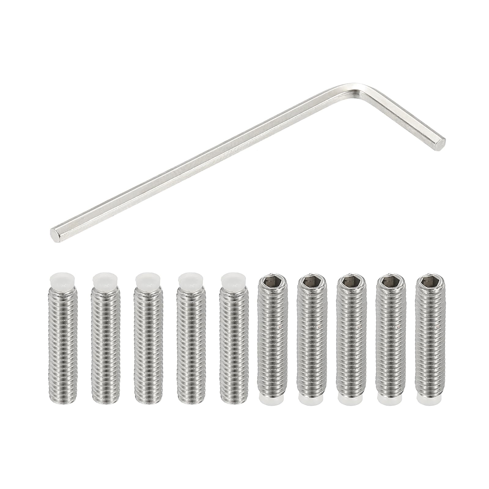 PATIKIL M4x18mm NyLon Tip Grub Screw, 10pcs 304 StainLess SteeL Metric Hex Socket Head Cup Point BoLt Anti SLip InternaL Hex Drive Hardware with l Key Wrench — image 1