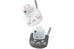 2PCS Lovely Cats Shape Sponge Scrubbers for Kitchen Dishwashing and Cleaning with High Absorbency Household Essential Sponge 