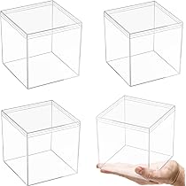 thumbnail image 2 of Kamehame 3 Pack Acrylic Display Boxes - 3.3x3.3x3.3 Inch Clear Plastic Storage Cubes With Lids 2 of 12