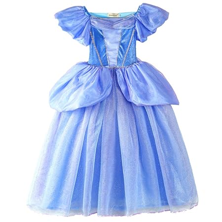 ELSA & ANNA® Mädchen Prinzessin Kleid Verrücktes Kleid Partei Kostüm Outfit DE-FBA-CNDR2 (8-9 Years - Size Code 60, DE-CNDR2)