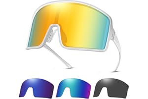 LEDLampsWorld Cycling Glasses with 4 lenses, UV400 Outdoor Polarized Sports Sunglasses for Men Women