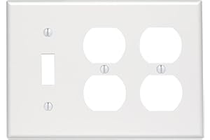 Leviton 3-Gang 1-Toggle 2-Duplex Device Combination Wallplate, Standard Size, Thermoset, 88047, White