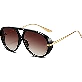 SevenColor Trendy Oversized Aviator Sunglasses for Women Men Retro Big Round Shield Sun Glasses Vintage Shades