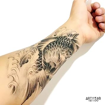 Tatouage Temporairebw Koi Carp 3 Artwear Tattoo B0036 M
