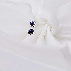 Small Blue Genuine Lapis Lazuli 925 Sterling Silver