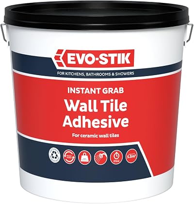 EVO-STIK Wall Tile Adhesive Instant Grab 5L Ready to Use Non-Slip Showerproof
