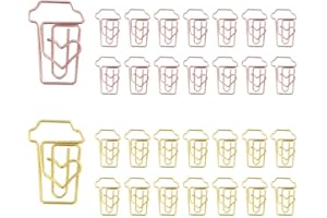 OWLFAVO 30pcs Coffee Cup Shape Paper Clips with Clear Box, Rose Gold and Yellow Gold, Funny Cute Paperclips Bookmarks Planner Clips for Fun Office Supplies School Gifts Wedding Decoration
