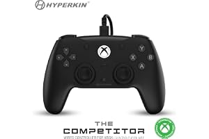 Hyperkin Competitor Wired Controller - Officially licensed Controller for use with Xbox Series X|S, Xbox One, Windows 10|11, PC, Video Game Controller with Hall Effect Sticks, 3.5MM. (Black)