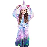 GOPHRALOVE Glow in The Dark Unicorn Robe for Girls | Ultra-Soft Hooded Bathrobe & Sleepwear | Machine Washable, Ages 5-10