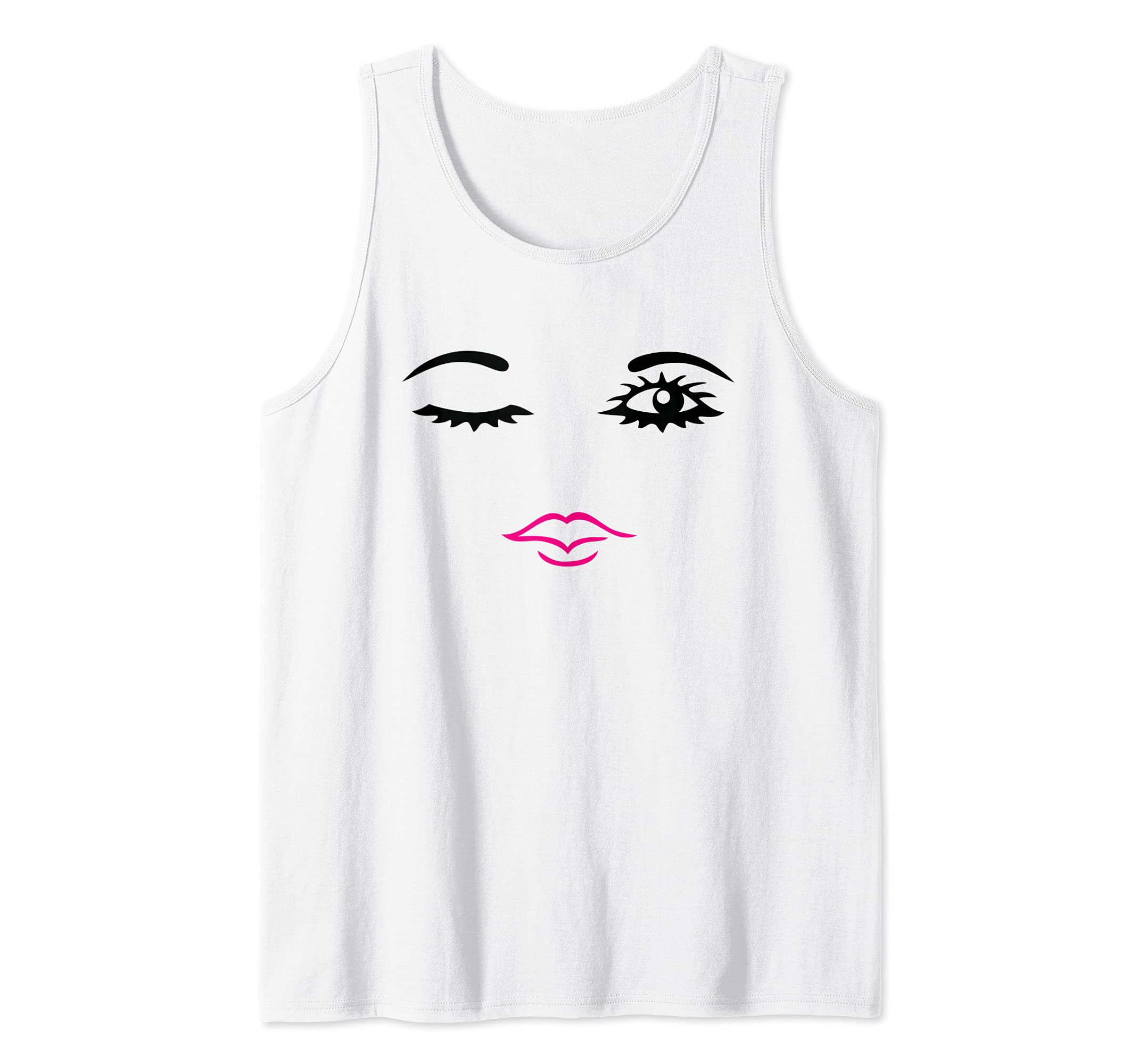 Sleeping and Alert Eye with Eyelashes Pink Mouth Gift Idea Tank Top