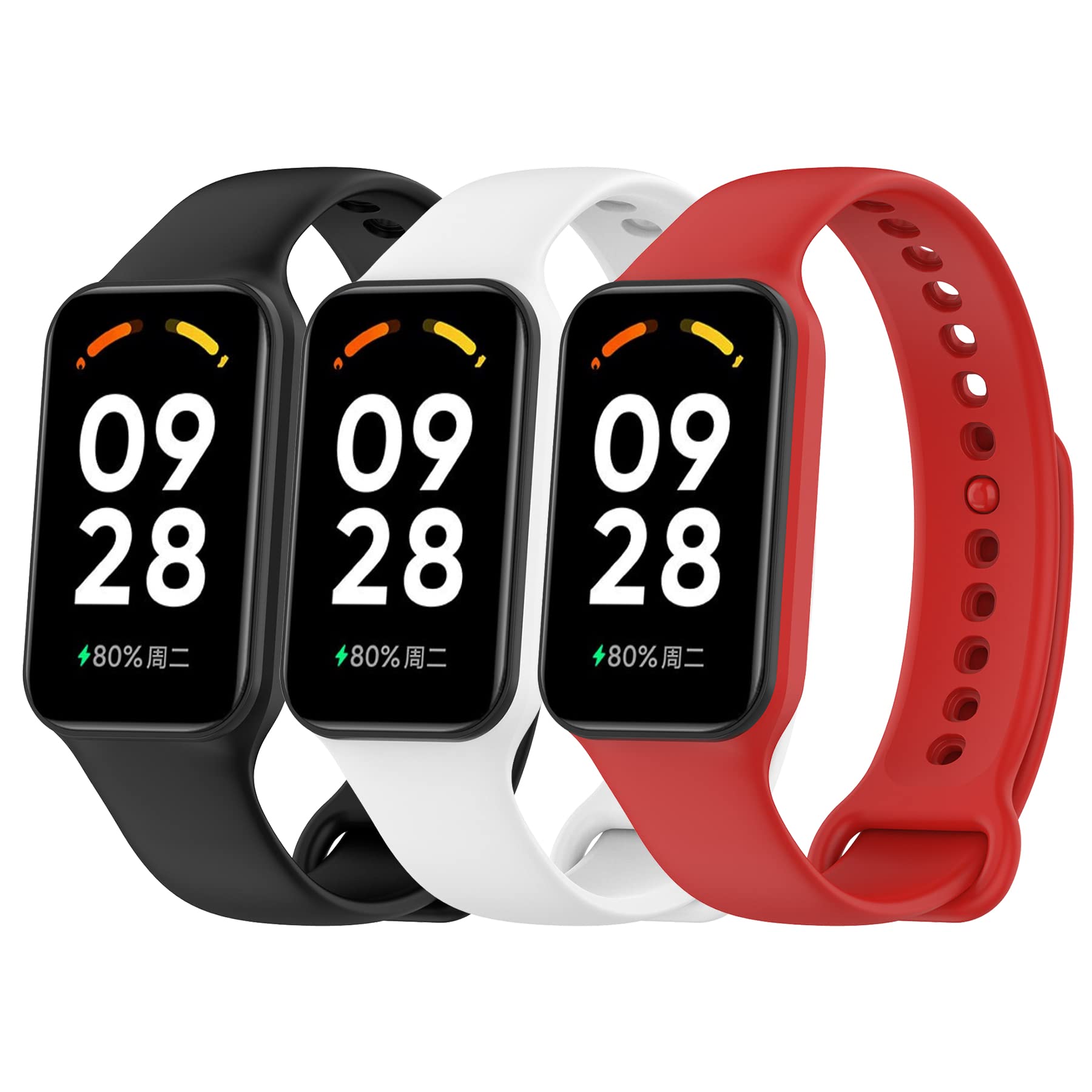 CHULN 3 Pieces Redmi Smart Band 2 Straps, Colorful Soft Silicone Watch Replacement Bracelet Waterproof Strap Compatible with Xiaomi Redmi Smart Band 2 Bracelet