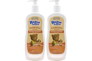 Ricitos de Oro Honey and Argan Baby Body Lotion That Helps Smooth Baby Skin -Hypoallergenic with Honey Bee Extract Delicious Scent, 2-Pack of 12.8 FL Oz Each, 2 Bottles.
