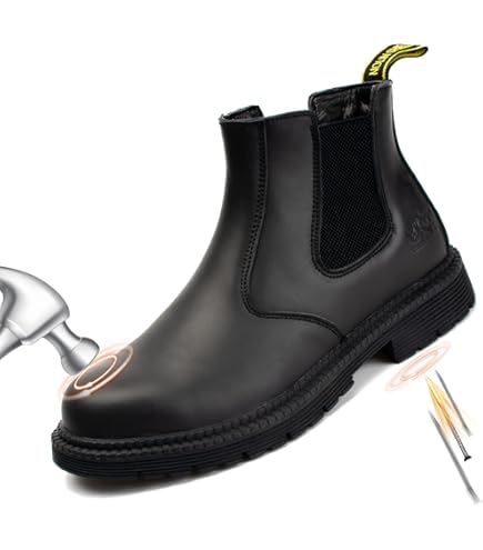 Clitenk Mens Safety Toe Work Boots ASTM F2412-11 F2413-11 Black Size 13 EH Rated Clitenk NIB Steel Toe Oil Grain Leather Slip On Work Boots  main image 3