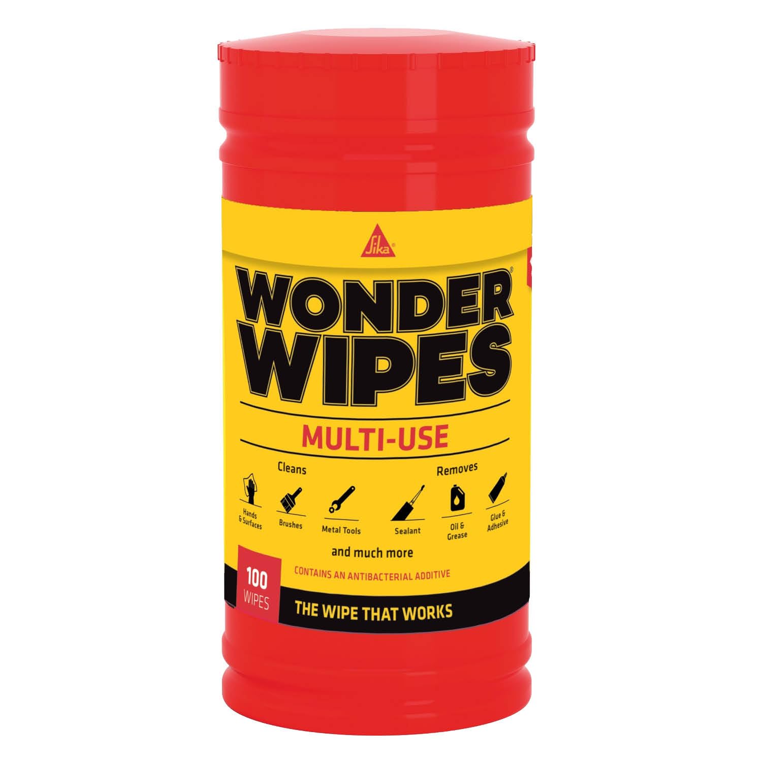 SIKA - Wonder Wipes Multi-Use Cleaning Wipes for the Building Trade - Specially Formulated to Clean Hands, Tools and Surfaces - 100 Wipes — image 1