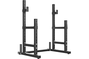 Soozier Adjustable Squat Rack, Multi-Functional Bench Press Rack, Heavy Duty Barbell Stand with Weight Plate Holders for Weig