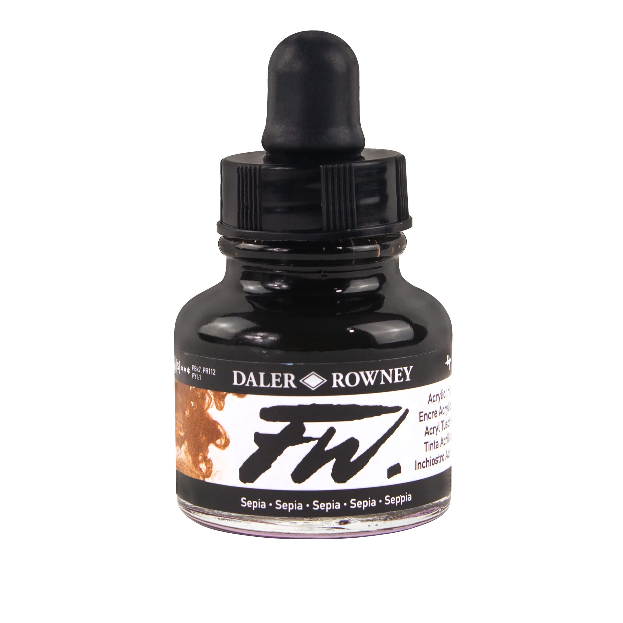 Photo 1 of Daler-Rowney FW Acrylic Ink Bottle Sepia - Versatile Acrylic Drawing Ink for Artists and Students - Permanent Calligraphy Ink - Archival Ink for Illustrating and More
