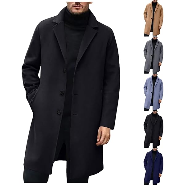 QWENTMTNTY Men's Wool Jackets & Coats Trench Coat Men Long 90S