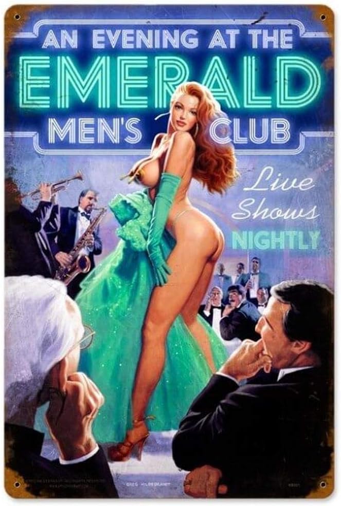 HAIMAX Emerald Evening - Pin-Up Girl Retro Tin Sign Vintage Wall Plaque Poster for Home Club Bar Pub Tavern Coffee Cafe BBQ Garage Shop 8 x 12 Inches Metal Signs