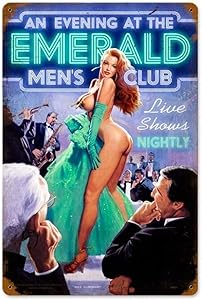 HAIMAX Emerald Evening - Pin-Up Girl Retro Tin Sign Vintage Wall Plaque Poster for Home Club Bar Pub Tavern Coffee Cafe BBQ Garage Shop 8 x 12 Inches Metal Signs