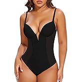 JOYSHAPER Shapewear Bodysuit with Built in Bra for Women Tummy Control Shapewear Plunge Bodysuits Backless Body Shaper
