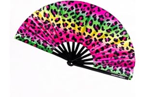 KANDIES WORLD INC Kandies World UV Reactive Custom Festival Folding Hand Fan - Unique Designs, Made of Bamboo, Clacking Sound, Lightweight - Perfect Rave and Festival Accessory!