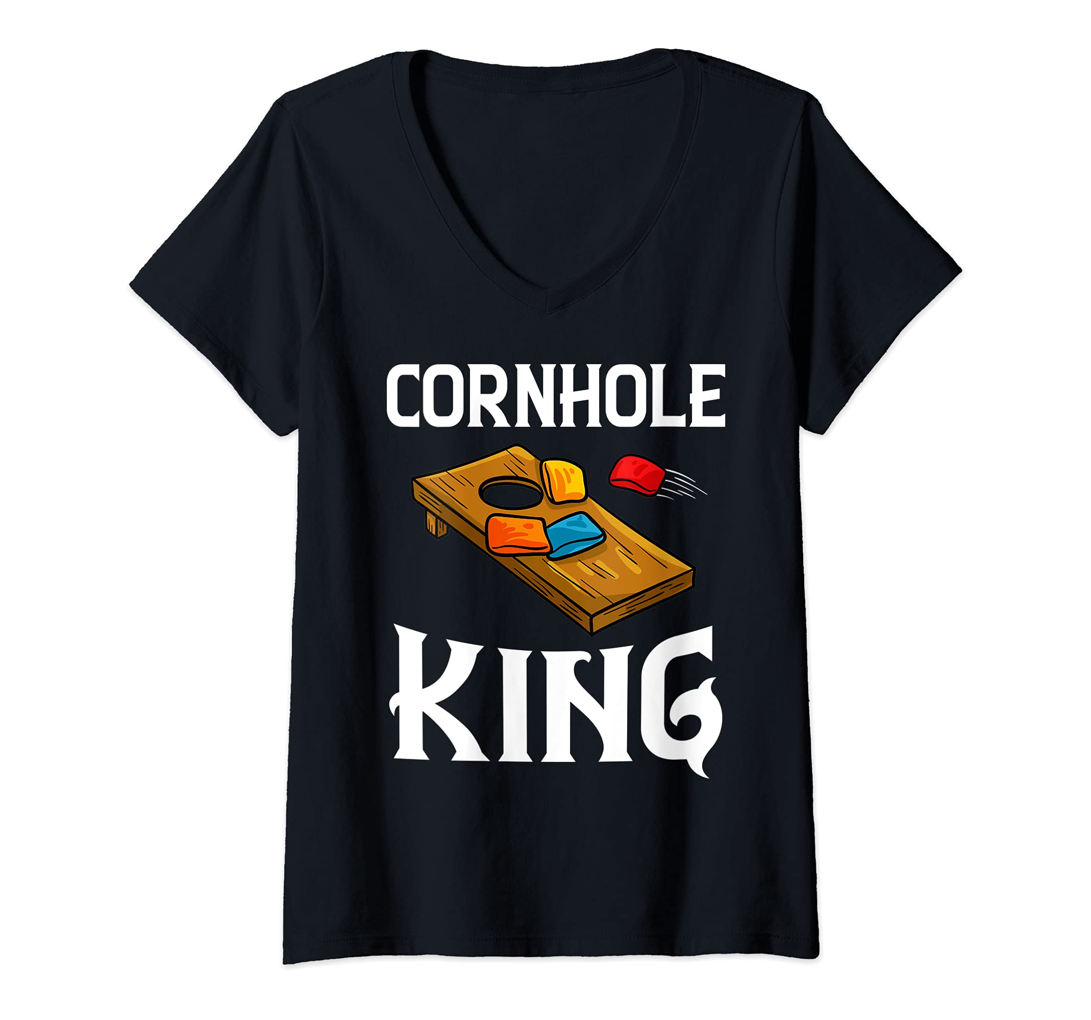 Womens Cornhole Board Game Bags Rules Player V-Neck T-Shirt